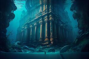 Underwater Ocean Sea Imaginary Fantasy World Digital Illustration photo