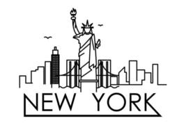 Linear New York City Skyline with Typographic Design vector icon