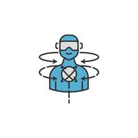 virtual reality man vr glasses colored vector icon