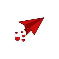 papel avión, corazón, enamorado s día vector icono