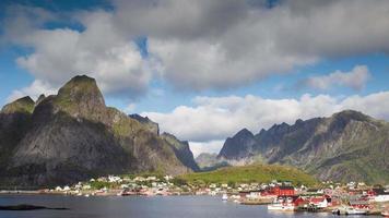 view of a village in the lofoten islands, norway video