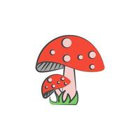 Red mushroom colored hand drawn vector icon