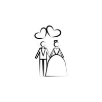 newlyweds sketch vector icon