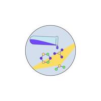 Biotechnology, test tube, molecule in badge vector icon