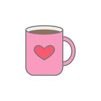 cup of coffee with heart colored vector icon