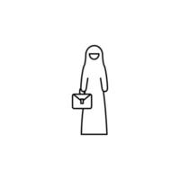 Muslim businesswoman, suitcase vector icon