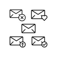 envelope, remove, heart, upload, check sign vector icon