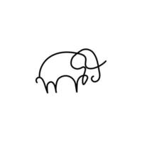 Elephant one line vector icon