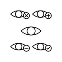 eye, plus, remove, minus, check sign vector icon