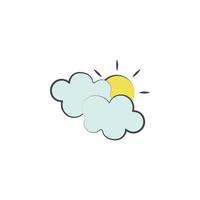 Partly cloud colored hand drawn vector icon