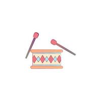 drum with chopsticks colored vector icon