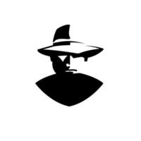 detective negro y blanco vector icono