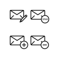 mail, write, spam, plus, minus sign vector icon