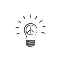 peace bulb sketch style vector icon