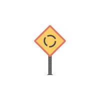 Roundabout ahead colored vector icon