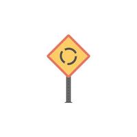 Roundabout ahead colored vector icon