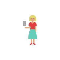 Ticket, woman cartoon vector icon