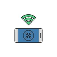 Mobile drone control wireless colored vector icon