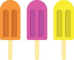 Colorful ice cream flat vector ollustration. Chocolate and fruits flavoured ice cream design.