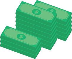 Dollar bill stacks isometric design. Cash money piles 3d design. vector