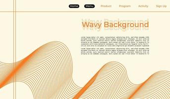 Wavy lines background template copy space for landing page vector