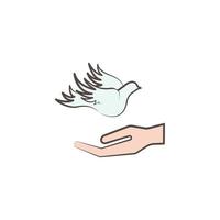 hand and dove sketch style vector icon