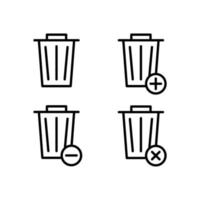 trash, box, plus, remove, minus sign vector icon