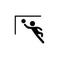 Goalkeeper jumps to ball vector icon