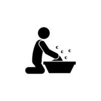 man washing clothes vector icon
