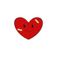 Heart, smile, red, plaster, valentine s day vector icon