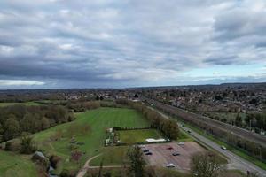 Low Angle View of Downtown City Center of British City London Luton Town of England UK. The Image Was Captured at Central Luton  City During a Cold and Cloudy Evening of 26-March-2023 photo