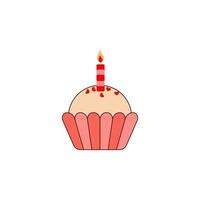 Cake, candle, valentine s day vector icon