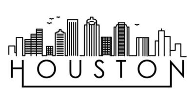 Linear Houston City Silhouette with Typographic Design vector icon