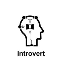 Human mind, introvert vector icon