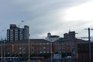 Low Angle View of Luton Town of England During Cloudy Sunset. Image Was Captured on 24-March-2023 at Centre of Luton City of UK. photo