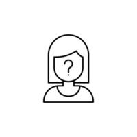 Suspect, woman, question mark vector icon