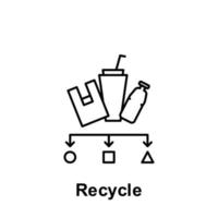 reciclar, compartimiento, botella vector icono