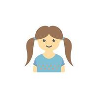 avatar de niña con coletas de colores vector icono