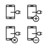 set of connect to charge smartphone vector icon