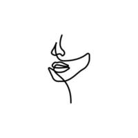 one line, face, woman vector icon