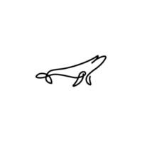 Blue whale one line vector icon
