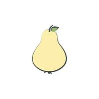 Pear colored hand drawn vector icon