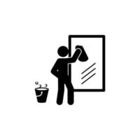 man wiping mirror vector icon