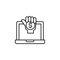 Bribe, notebook, hand vector icon