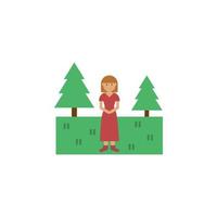 bosque, mujer dibujos animados vector icono