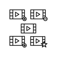 cinema, tape, delete, star, minus, plus sign vector icon