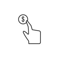 dólar, dedo, gestos vector icono