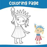 Coloring page. Forth July Activity Sheet. Coloring activity for kid. Vector file