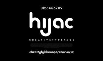 Hijac modern abstract digital alphabet font. Minimal technology typography, Creative urban sport fashion futuristic font and with numbers. vector illustration