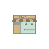 puesto de café de colores vector icono